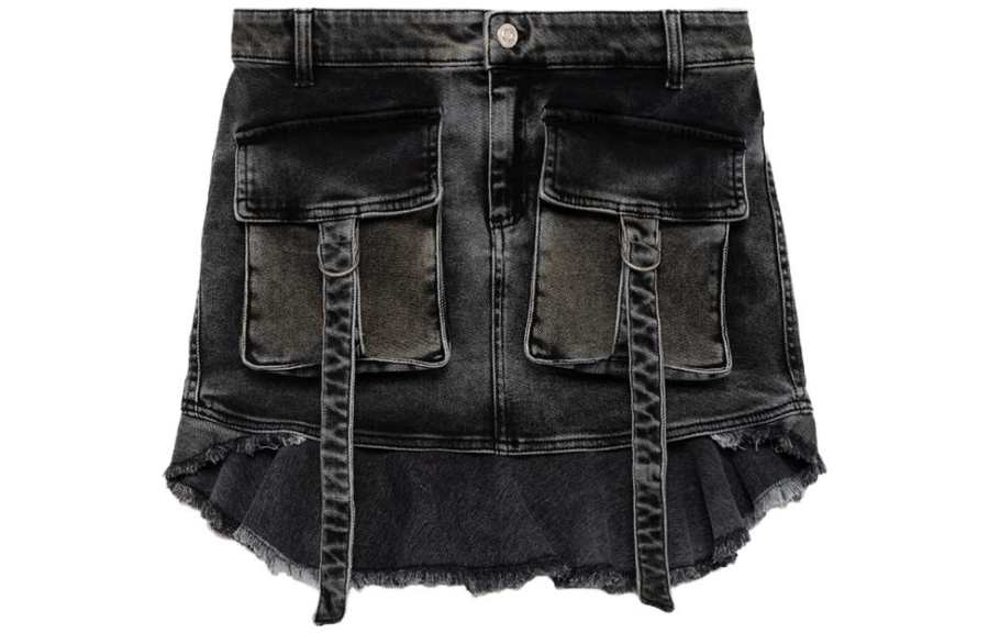 Blumarine asymmetric denim cargo skirt