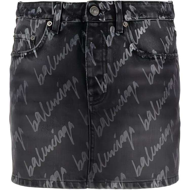 Balenciaga SS22 Denim Short Skirts Women's Black