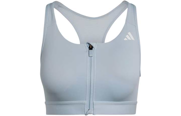 Adidas Adidas Powerreact Medium Support Zip Bra Sports Underwear Women's Light Blue