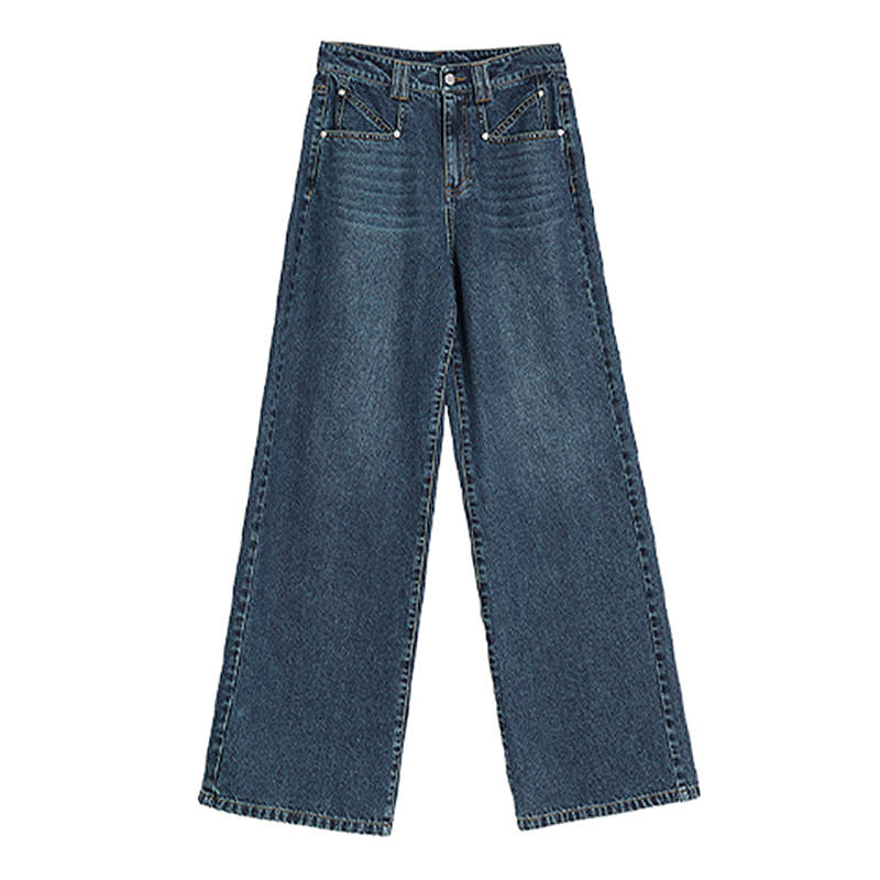 ELLE Jeans Women's Denim Blue Moderate Straight Fit Pants
