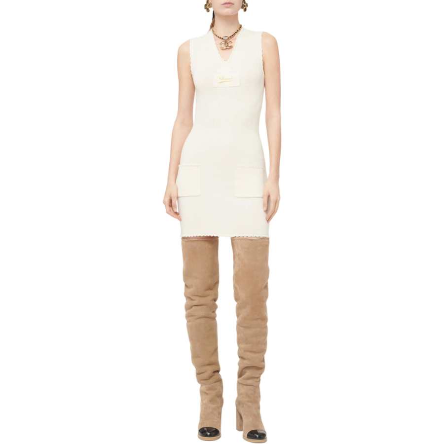 CHANEL 24K Sleeveless Dress Women's Ivory