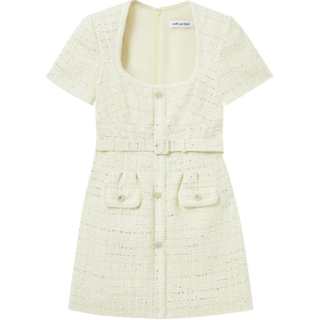 Self-portrait Self portrait Short Sleeved Dress Women's Cream Yellow