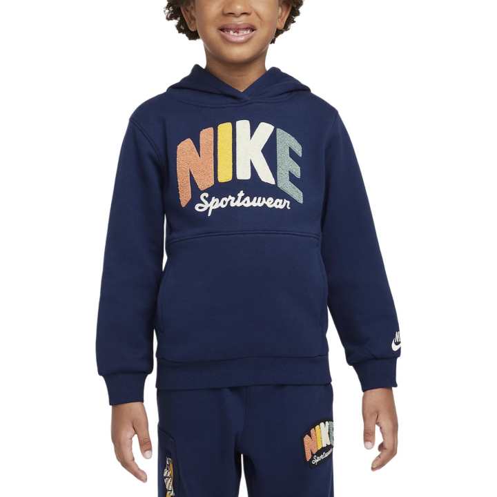 Nike Nike Sweatshirt Sportswear Powder Play Soft Fleece Lined Pullover Hooded Dark Navy Blue Children Aged 3 7 Years Old