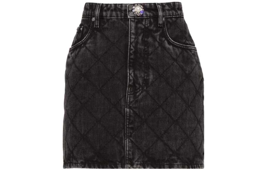 MIU MIU Denim Short Skirts Women's Black Moderate Short