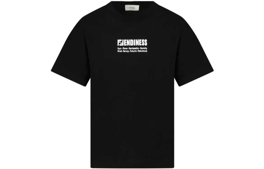 FENDI T Shirt Fendiness Black Kids'