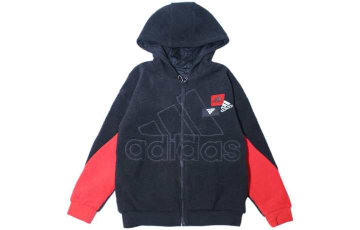 Adidas Adidas Jackets & Coats Logo Printed Pattern Patchwork Fleece Lined Black Kids'