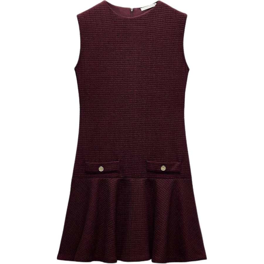 ZARA Sleeveless Dress Women's Dark Maroon