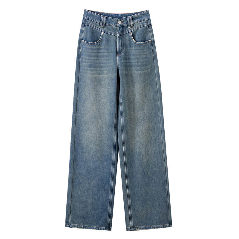 XIANGYING Jeans Women's Blue Moderate Straight Fit Pants
