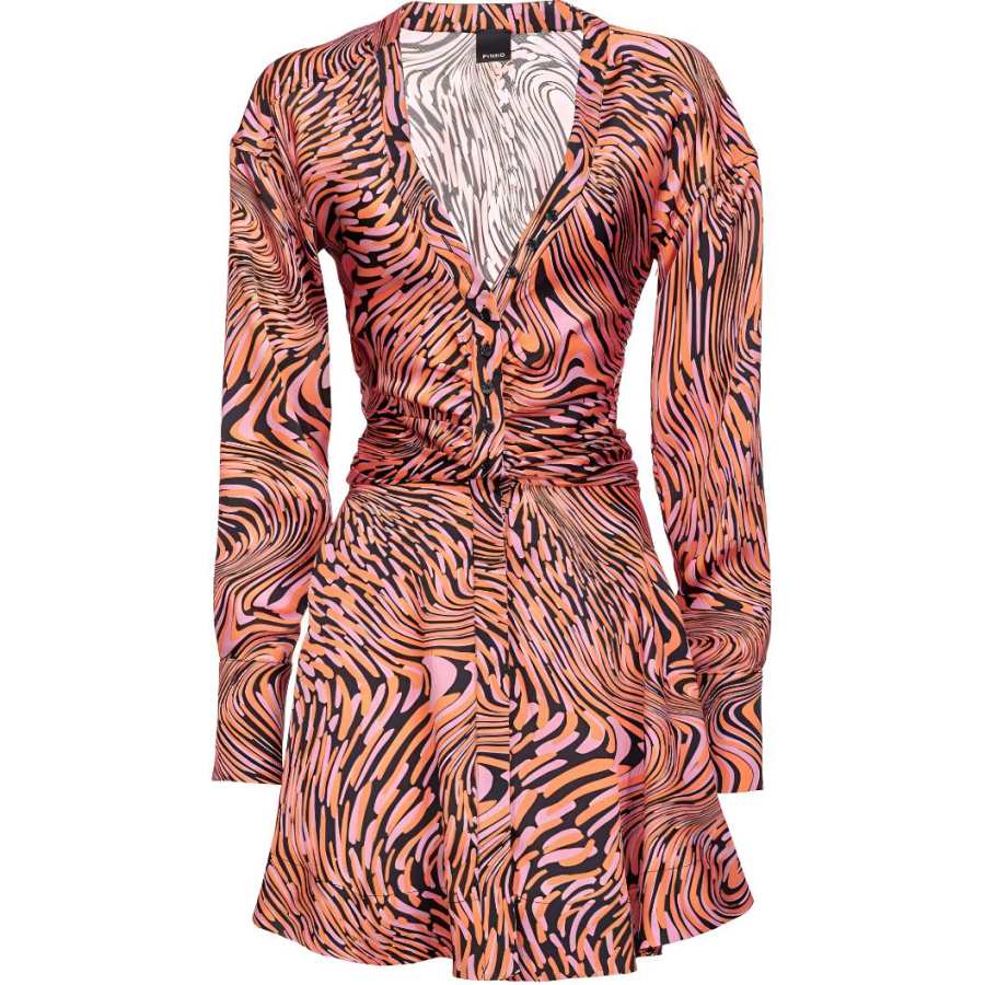 PINKO Abstract print Flared Shirt Minidress
