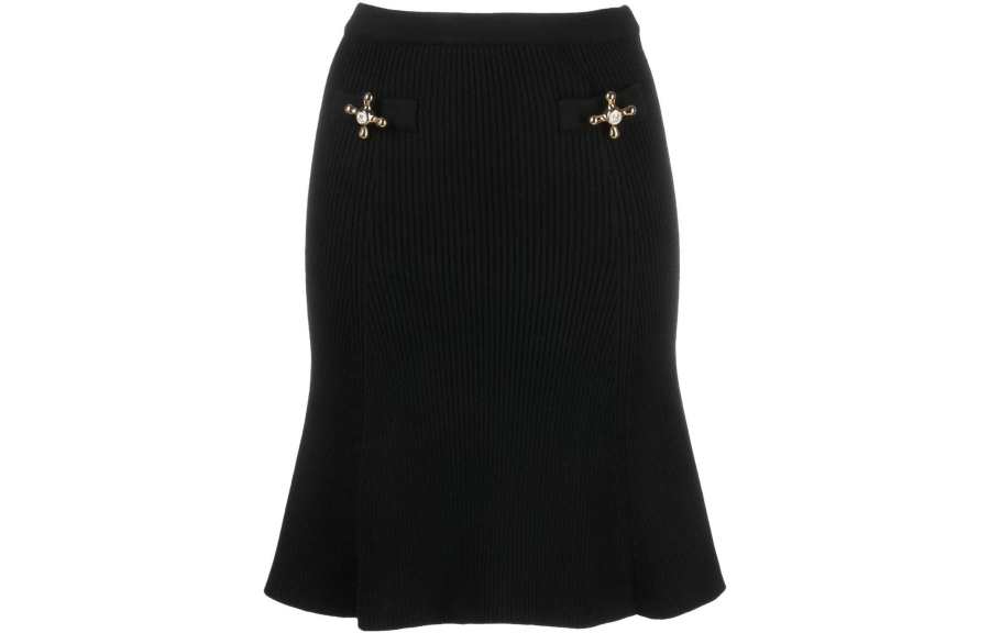 MOSCHINO Casual Long Skirts Women's Black Moderate Short Bodycon Skirt