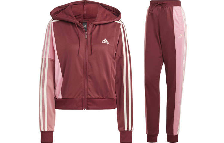 Adidas Adidas Bold Block Tracksuit Casual Suit Women's Contour Red