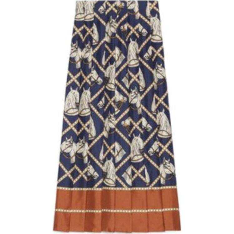 GUCCI FW22 Casual Long Skirt Women's Blue