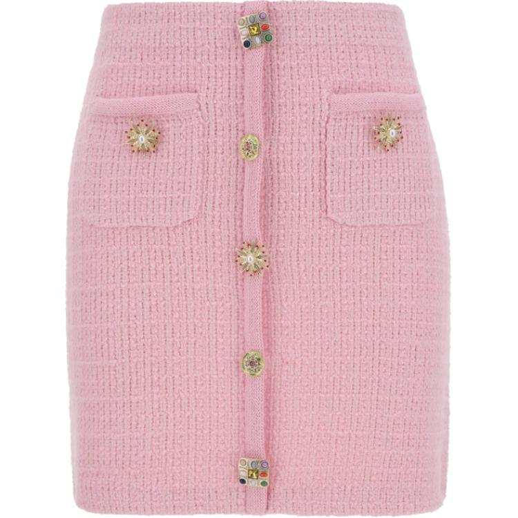 Self-portrait jewelry-buttons knitted mini skirt