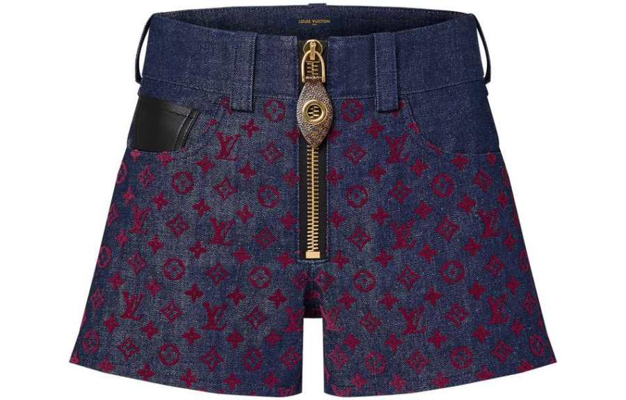 LOUIS VUITTON LOUIS VUITTON Flocked Monogram Denim Mini Shorts