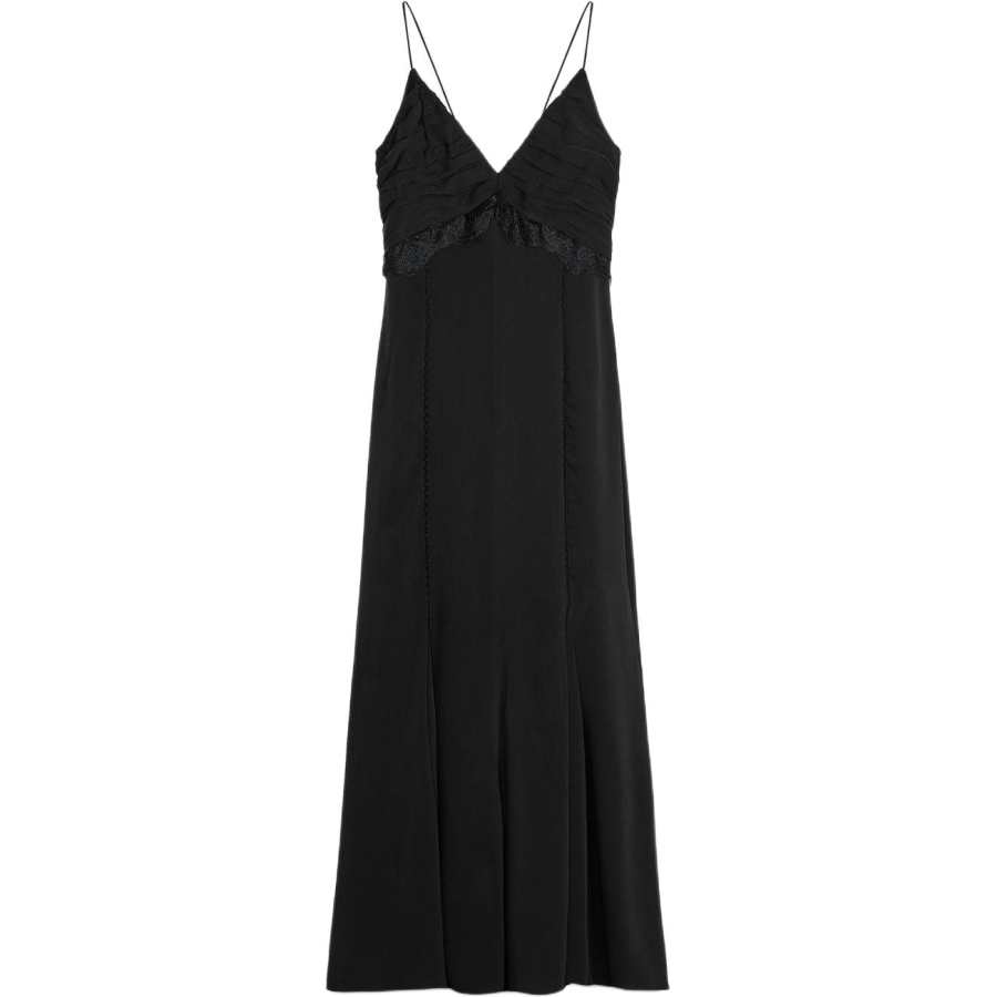 ZARA Slip Dresses Women's Black V Neck Moderate