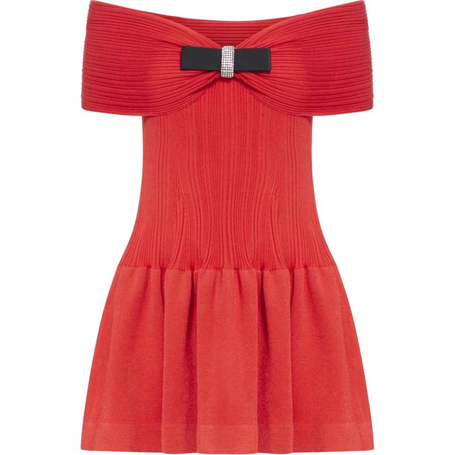 Self-portrait Knitted Bow Mini Dress