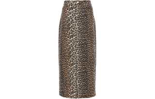 GANNI Leopard Printed Midi Skirt