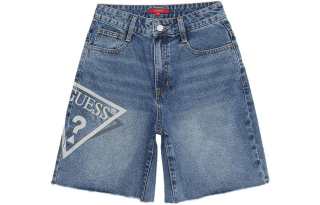 GUESS Denim Shorts Women's Light Blue Moderate Straight Fit Pants