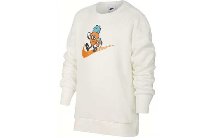 Nike Nike Sweatshirt CNY Collection Cartoon Carrot Logo Print Fleece Lined Crew Neck Pullover White Kids'