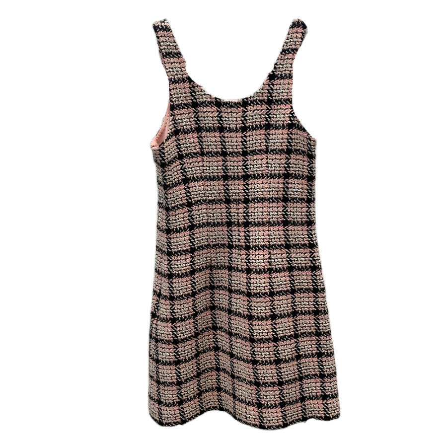 CHANEL Slip Dress Women's Gold Pink