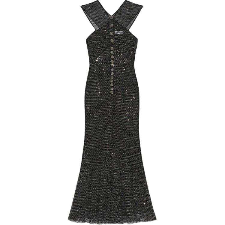 Self-portrait Rhinestone-embellished Mesh Midi Dress