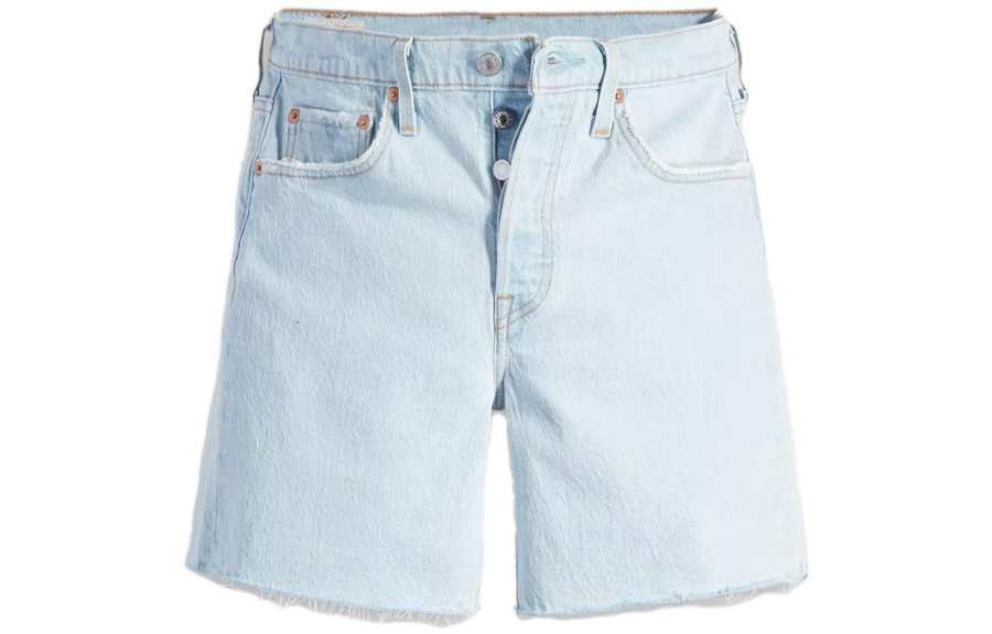 Levis Denim Shorts Women's White Blue Moderate Straight Fit Pants