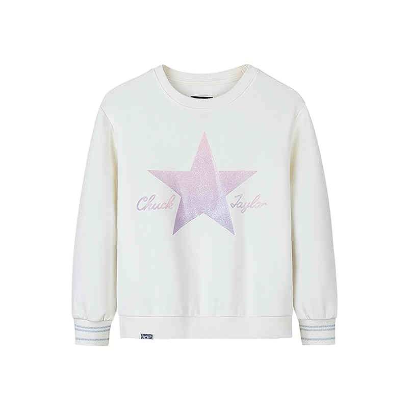 Converse Converse Sweatshirt Casual Versatile Fleece Lined Classical Style White Kids'