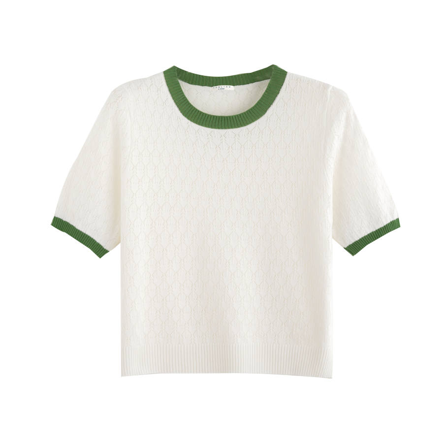 Tonlion Knitwear Women's White Tone Crew Neck Moderate