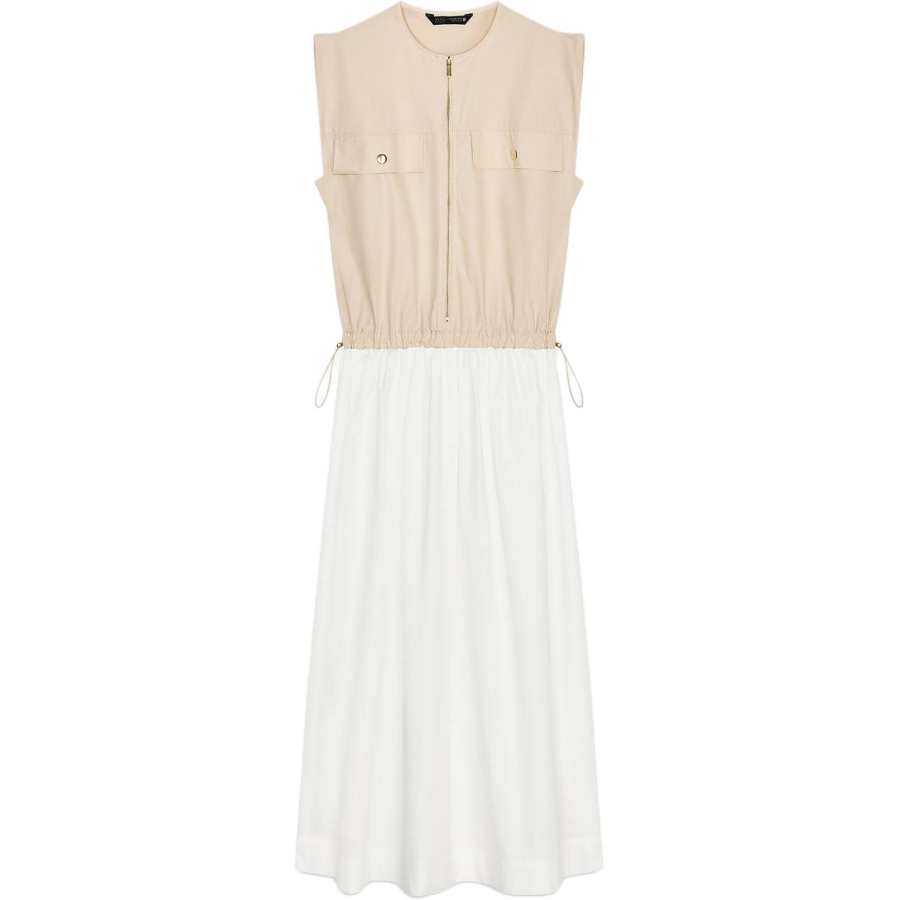 ZARA Sleeveless Dress Women's Nude/Beige