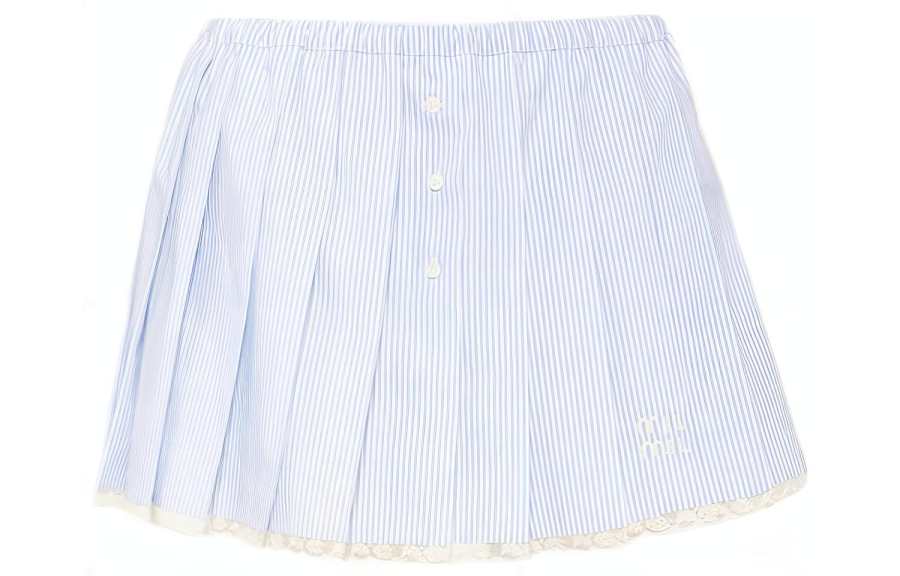 Miu Miu pinstripe embroidered-logo miniskirt