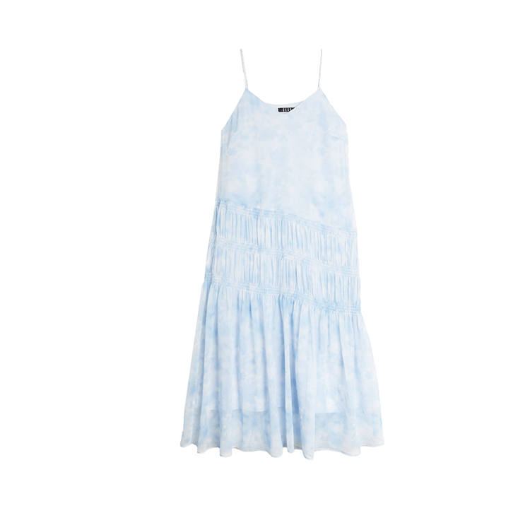 ELLE Slip Dresses Women's Blue V Neck Moderate Mid Length
