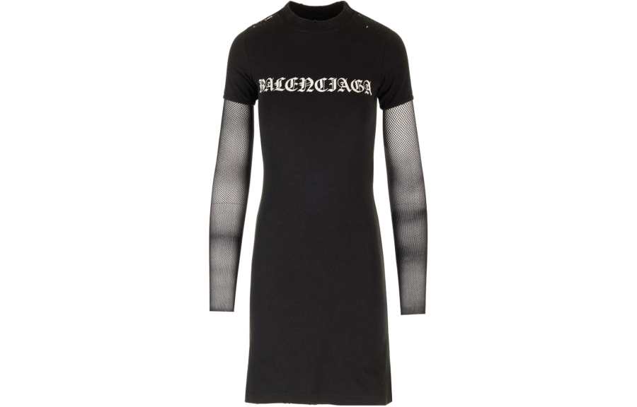 Balenciaga SS24 Long Sleeved Dress Regular Fit Women's Black
