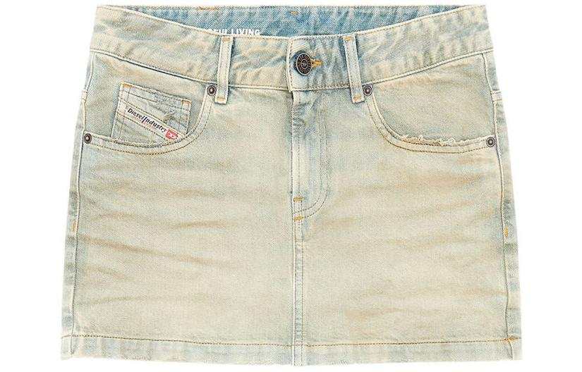 DIESEL DIESEL De Ron Logo Patch Denim Mini Skirt