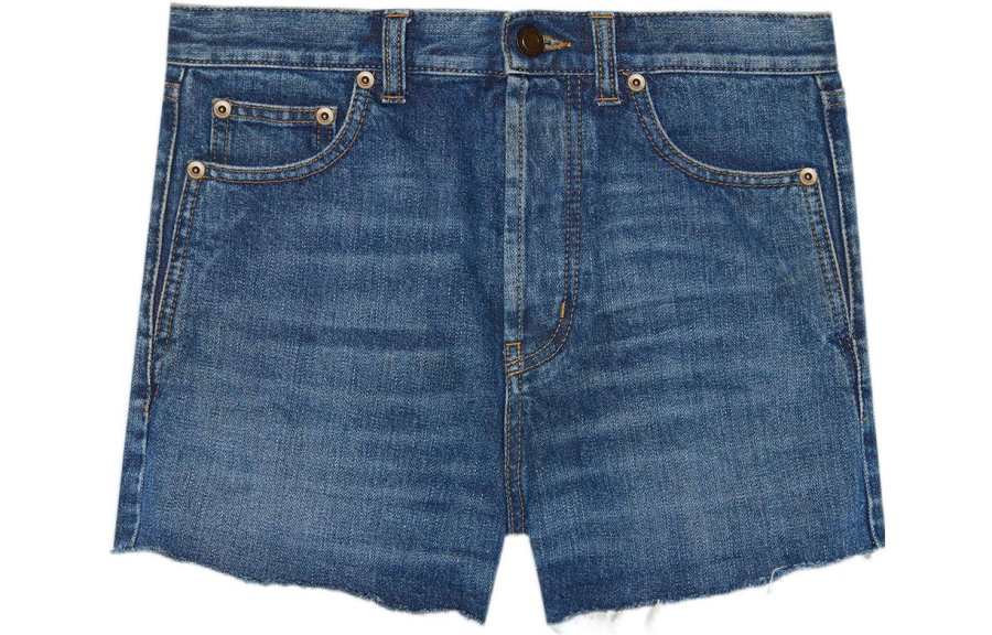 SAINT LAURENT FW22 Denim Shorts Women's Ink Blue Washed