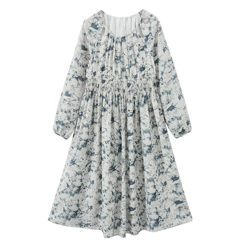 XIANGYING Long Sleeved Dress Women's Blue