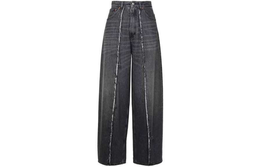 MM6 Maison Margiela Frayed Detail Wide Leg Jeans
