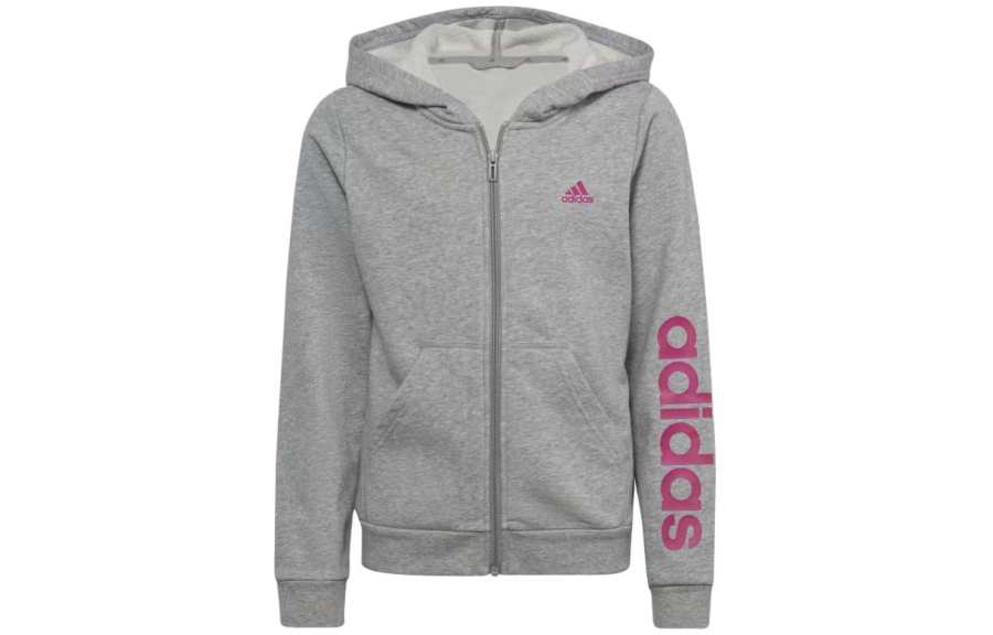 Adidas Adidas Jackets & Coats Kids' Apparel Buzo Con Capucha Essentials Linear Logo Cierre Frontal Gray Kids'