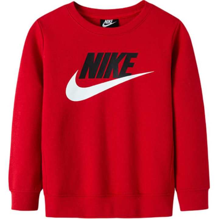 Nike Nike Sweatshirt Comfortable Crew Neck Pullover Brand Logo Long Sleeved Fleece Lined Red Children Aged 3 7 Years Old