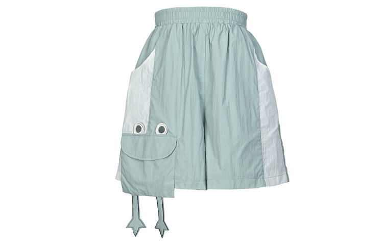 SNBL Casual Shorts Women's Green Thin Straight Fit Pants