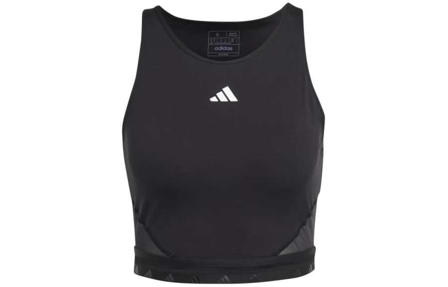 Adidas Adidas Aeroready Hyperglam Crop Tank Top Sport Vests Women's Black