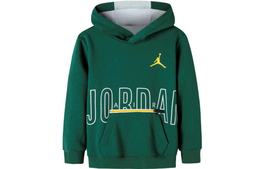 Jordan Jordan Sweatshirt Thermal Fleece Lined Hooded Casual Sports Long Sleeved Dark Green Kids'