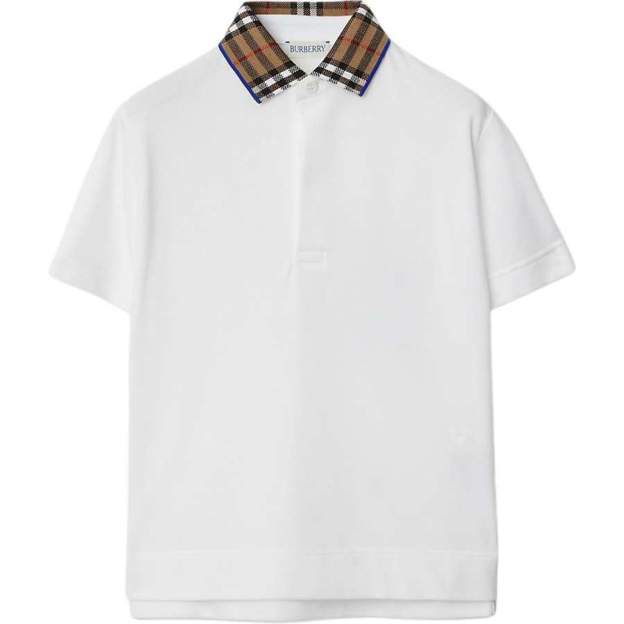 Burberry T Shirt Kids' Apparel Check Collar Cotton Polo Shirt White Kids'