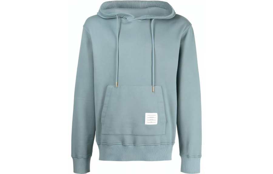 THOM BROWNE THOM BROWNE Logo-patch Drawstring Hoodie