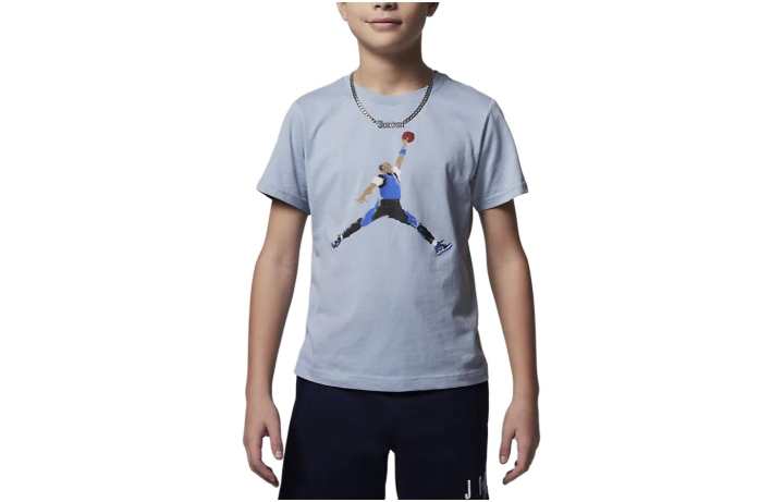 Jordan Jordan Watercolor Jumpman T Shirt Blue Gray Kids'