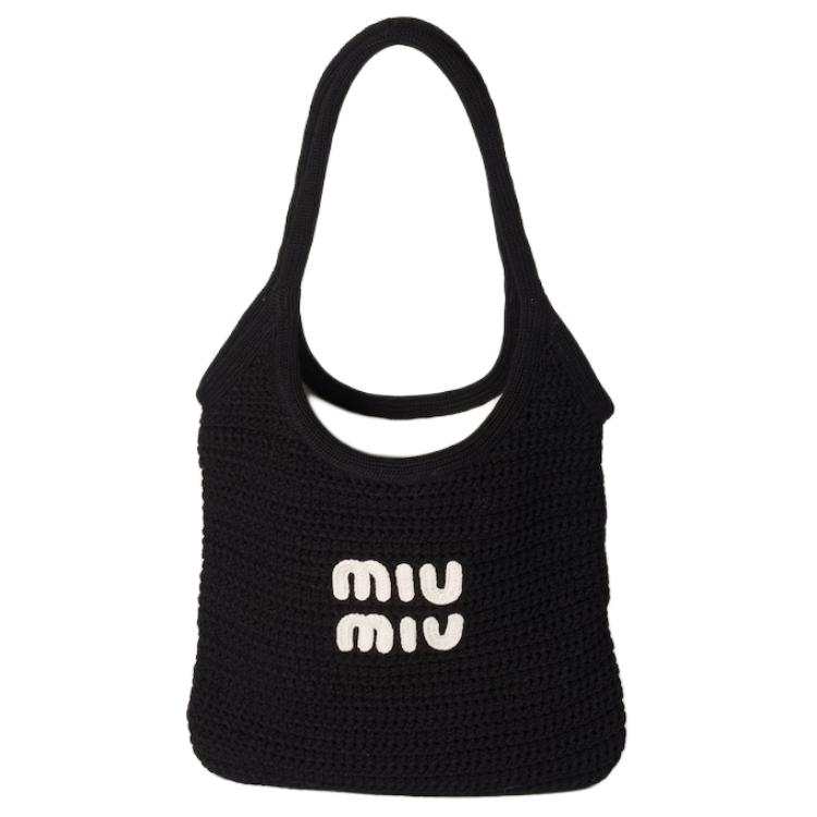 MIU MIU Ivy Cotton Tote Bag, Shopping Bag, Handbag Women's Black