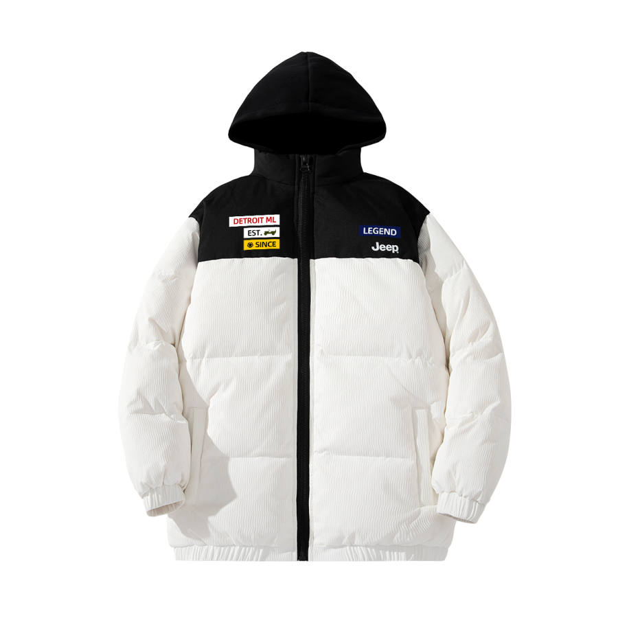 Jeep Grade School Down Jackets Detachable Hood Thickened Patchwork Style Micro Stretch
