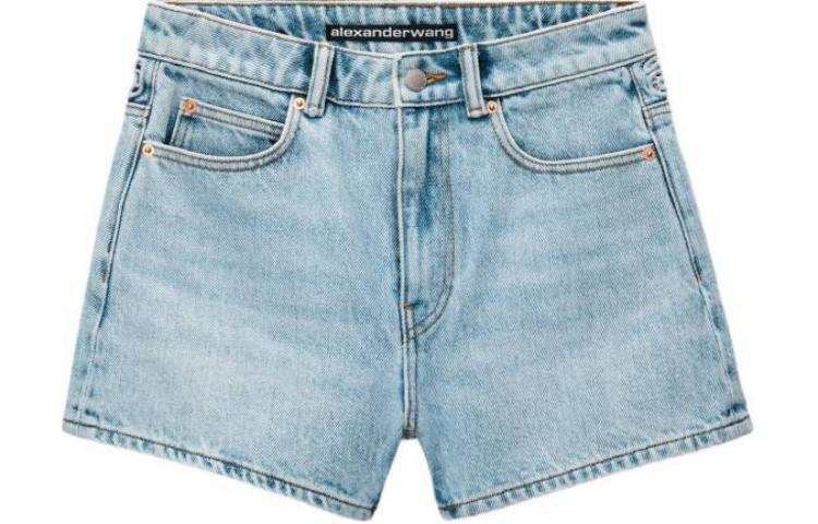 Alexander Wang Logo Cut Out High Waisted Denim Shorts