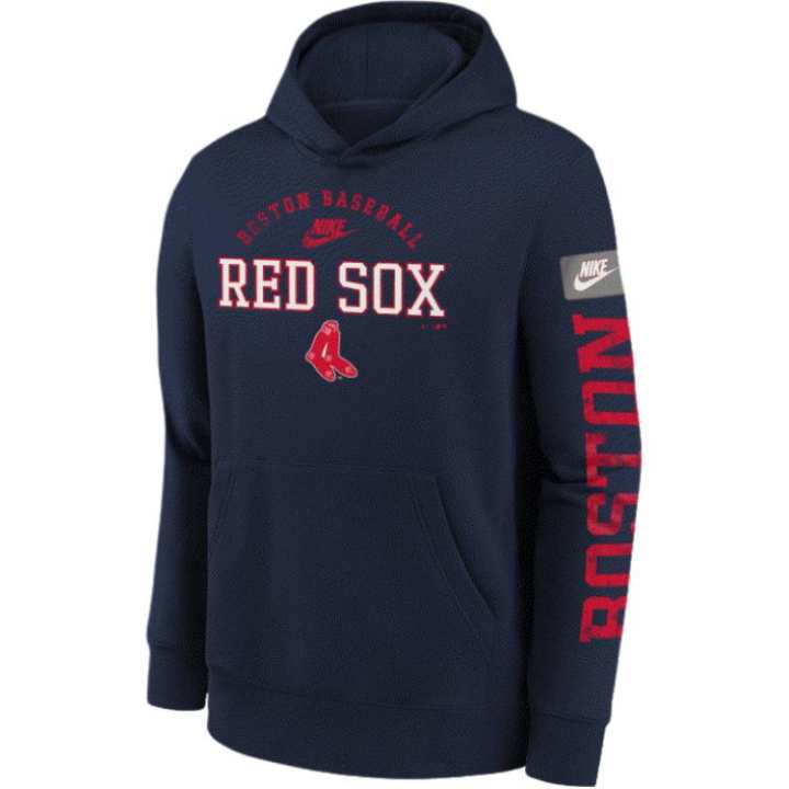 Nike Nike x MLB Sweatshirt Letter Logo Print Fleece Lined Casual Hooded Long Sleeved Navy Blue Teenagers