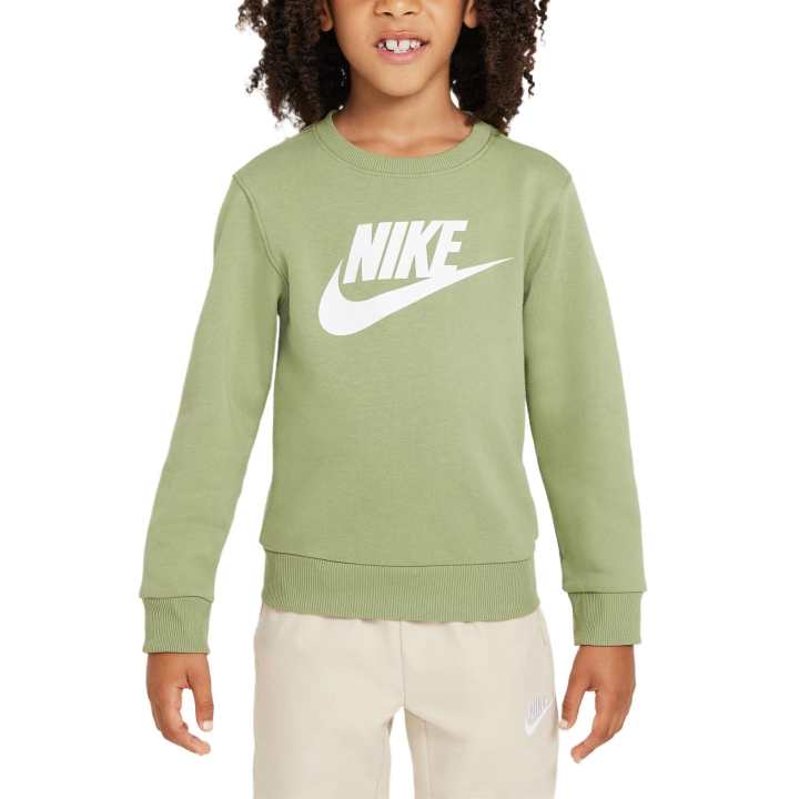 Nike Nike Sweatshirt Crew Neck Comfortable Fleece Lined Long Sleeved Oil Green Children Aged 3 7 Years Old