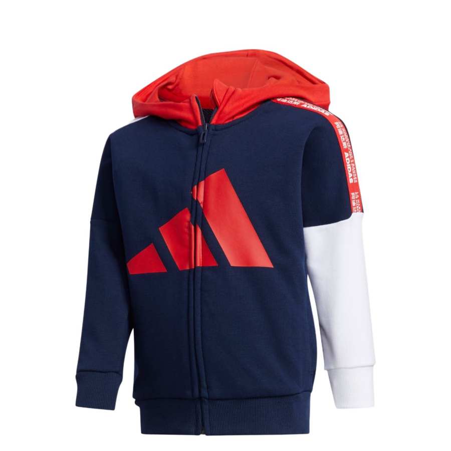 Adidas Adidas Jacket Casual Fleece Lined Hooded Sports Blue Children Aged 3 7 Years Old